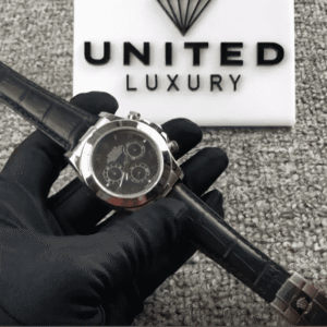 Rolex Cosmograph Daytona 116519LN Super Clone: 40mm White Gold Oysterflex Black Dial