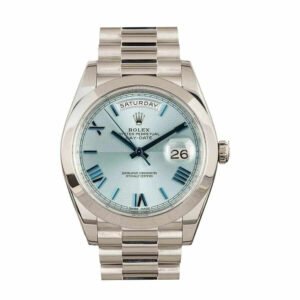 Rolex Oyster Day-Date 40 228206 Super Clone : 40mm Platinum Ice Blue Roman Dial