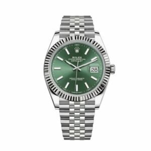 Rolex Datejust 36 126234 Super Clone : Steel Fluted Bezel Mint Green Palm Dial