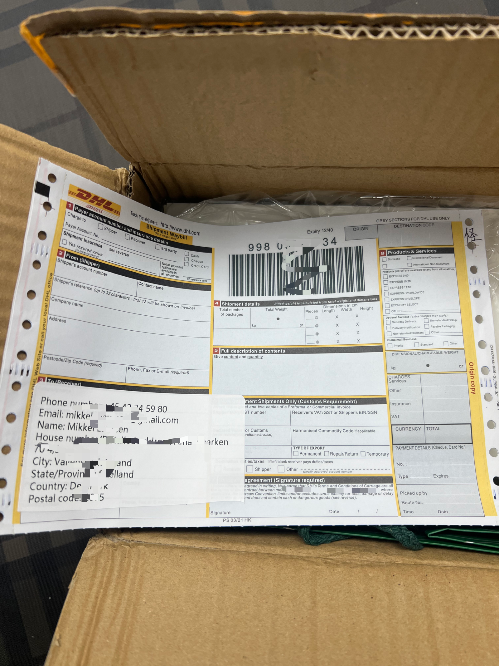 Recent customer delivery confirmation 1