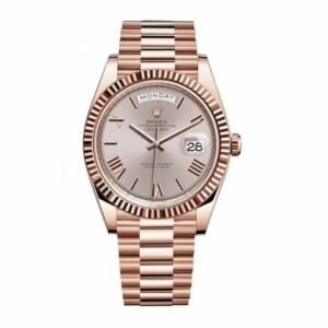 Rolex Day-Date 228235 AR Super Clone : 40mm Rose Gold Wrapped Rhodium Dial President with Caliber 3255