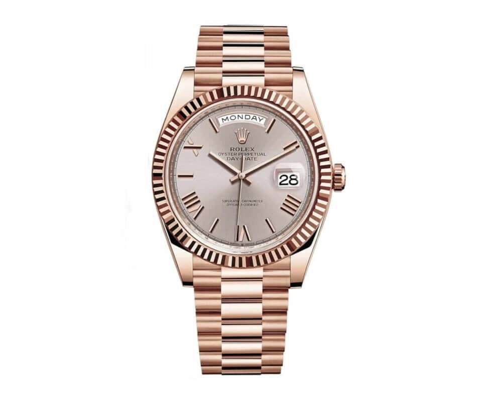 Rolex Day-Date 228235 AR Super Clone : 40mm Rose Gold Wrapped Rhodium Dial President with Caliber 3255