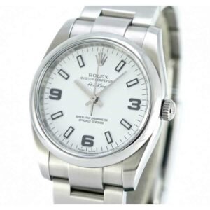 Rolex Air-King 114200 Super Clone : 34mm Stainless Steel White Dial Smooth Bezel
