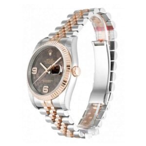 Rolex Datejust 116231-0105 Super Clone : Everose Rolesor Fluted Bezel Chocolate Floral Dial 36mm
