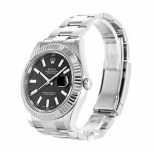 Rolex Datejust II 116334 Super Clone : Steel Fluted Bezel Black Dial 41mm