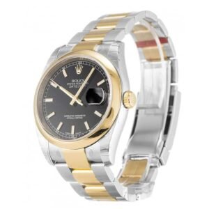 Rolex Datejust 36 116203 Super Clone : Two-Tone Yellow Gold Black Dial Oyster