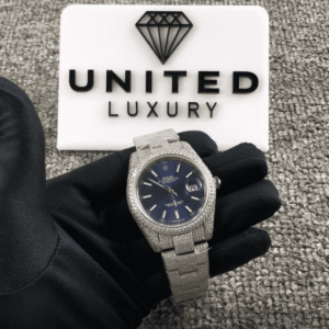 Rolex Datejust 41 126300 Super Clone : Iced Out Diamond Bezel Blue Dial