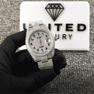 Rolex Datejust II 116300 Super Clone : Iced Out White Gold Diamond Arabic Dial 41mm
