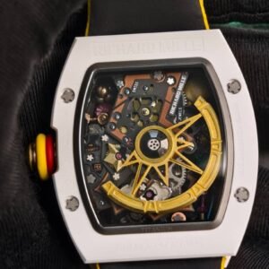 Richard Mille RM 88 Smiley White Ceramic Super Clone Watch – Skeleton Dial Yellow Strap