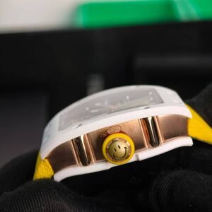 Richard Mille RM 88 Smiley White Ceramic Super Clone Watch – Skeleton Dial Yellow Strap
