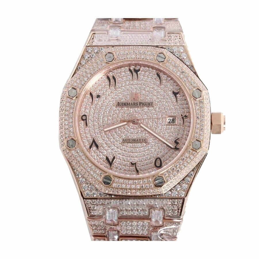 Audemars Piguet Super Clone Royal Oak Iced Out Rose Gold