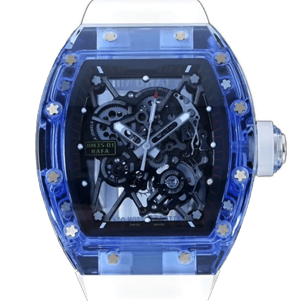 Richard Mille Super Clone 35-01 Blue White Rubber Bracelet