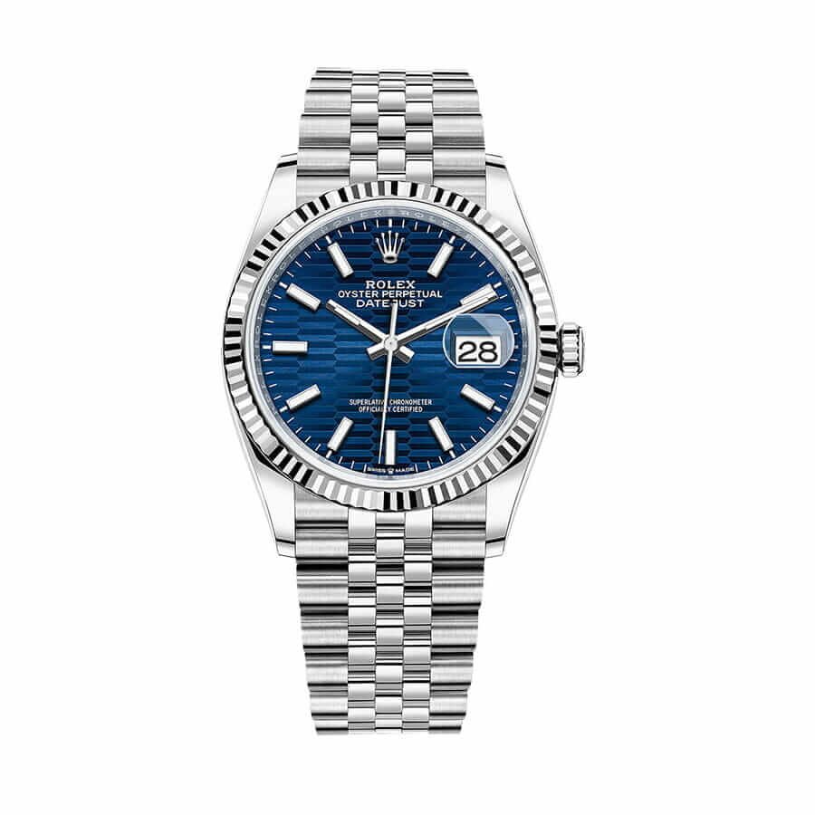Rolex Datejust 36 126234 Super Clone : White Rolesor Blue Dial Jubilee