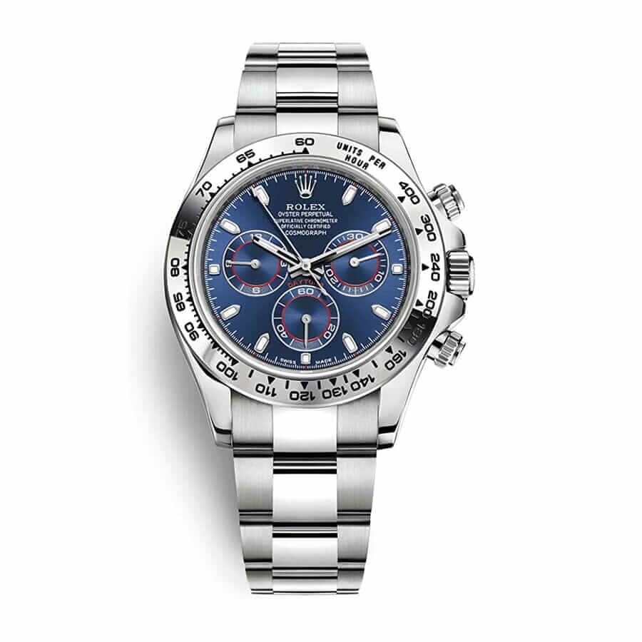 Rolex Daytona 116509 Super Clone: 40mm White Gold Blue Dial