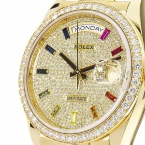 Rolex Day-Date 36 128348RBR-0030 Super Clone : 36mm Yellow Gold Pave Diamond Dial