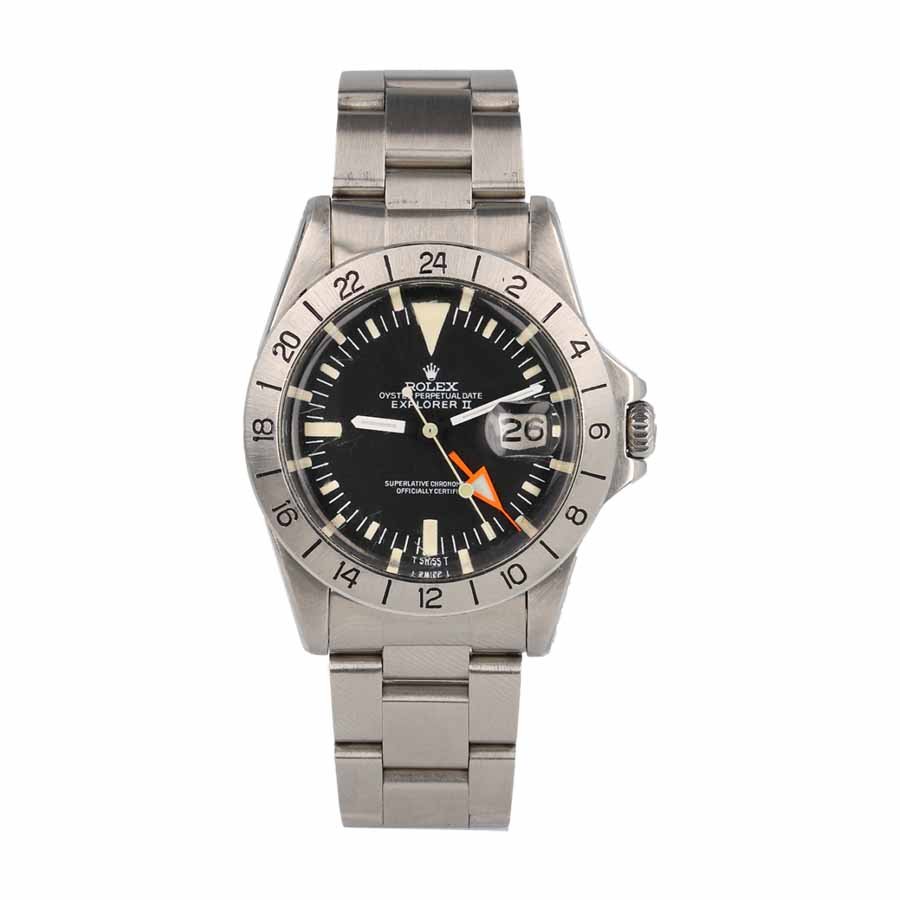 Rolex Explorer II 1655 Super Clone: 39mm Antique Black Dial Freccione