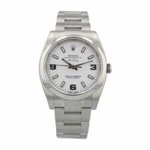 Rolex Air-King 114200 Super Clone : 34mm Stainless Steel White Dial Smooth Bezel