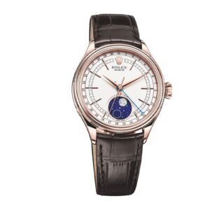 Rolex Cellini Moonphase 50535-0002 Super Clone : 39mm Everose Gold White Lacquer Dial