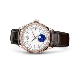 Rolex Cellini Moonphase 50535-0002 Super Clone : 39mm Everose Gold White Lacquer Dial