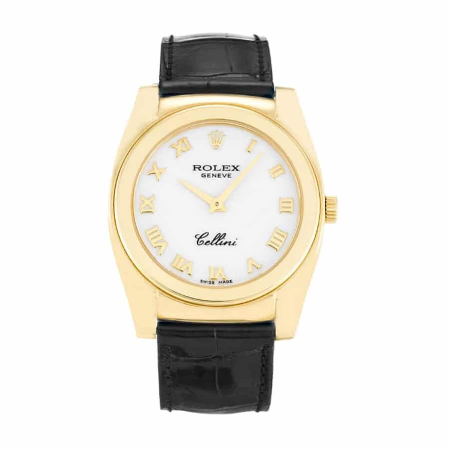 Rolex Cellini Geneve 5320/8 Yellow Gold White Dial Super Clone : Swiss-Grade Dress Watch with Articulating Lugs