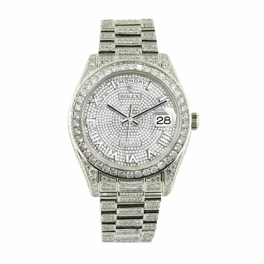 Rolex Datejust II 116300 Super Clone : Iced Out Baguette Diamond White Gold Tone 41mm