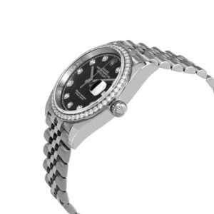 Rolex Datejust 116234 Super Clone : White Rolesor Fluted Bezel Black Dial 36mm
