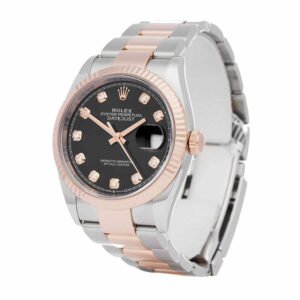 Rolex Datejust 126231 Super Clone Everose Rolesor Black Diamond Dial 36mm