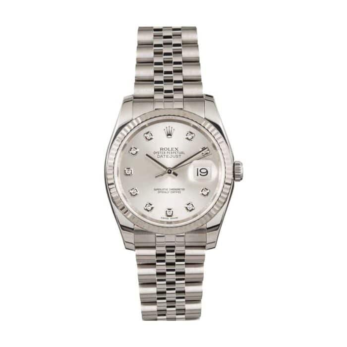 Rolex Datejust 116234-0084 Super Clone : Steel Fluted Bezel Silver Dial 36mm