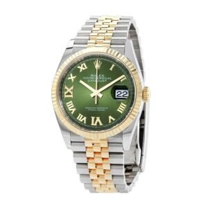 Rolex Datejust 126283RBR Super Clone : Two-Tone Diamond Bezel Green Roman Dial 36mm