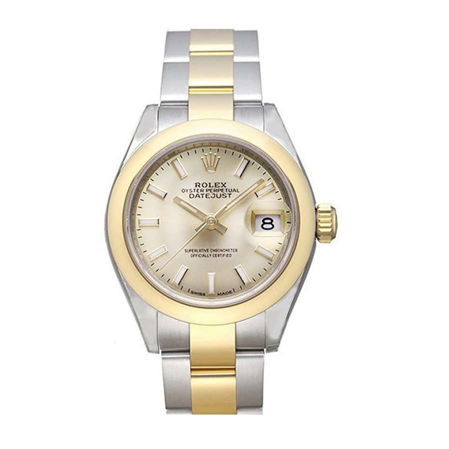 Rolex Lady-Datejust 28 Super Clone : Steel Smooth Bezel Pink Dial
