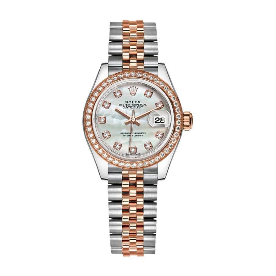 Rolex Lady-Datejust 28 279381RBR Super Clone : Everose Diamond Bezel Sundust Dial