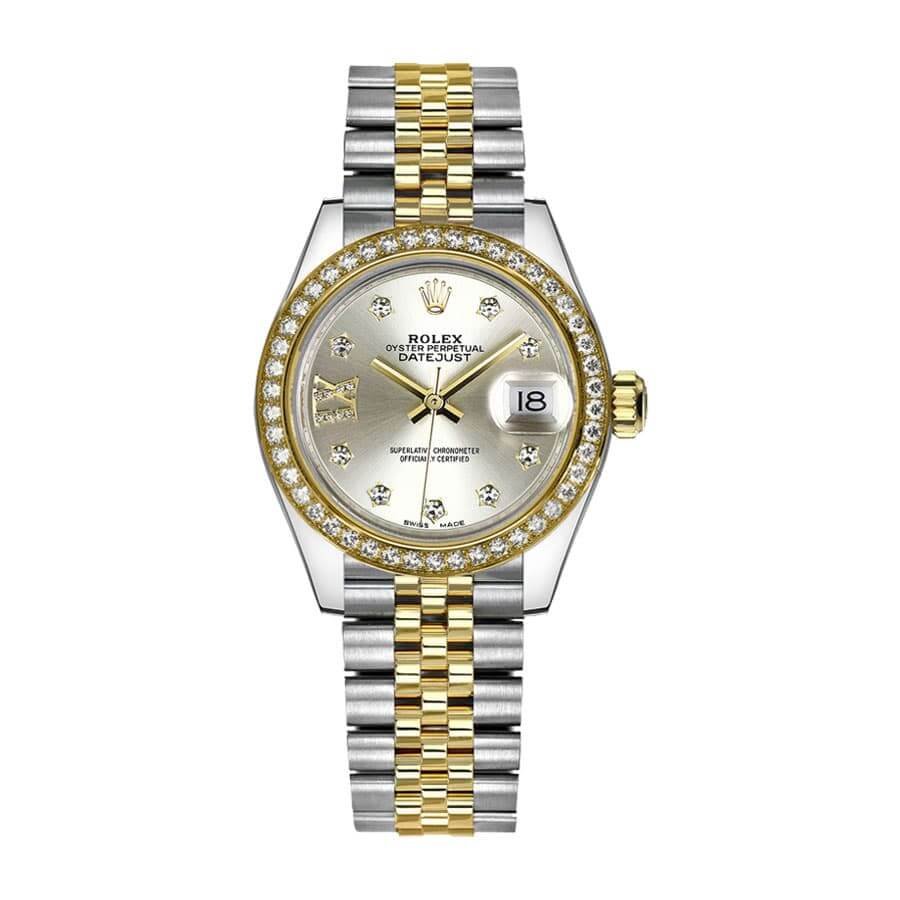 Rolex Lady-Datejust 28 279383RBR-0003 Super Clone : Two-Tone Diamond Champagne Dial