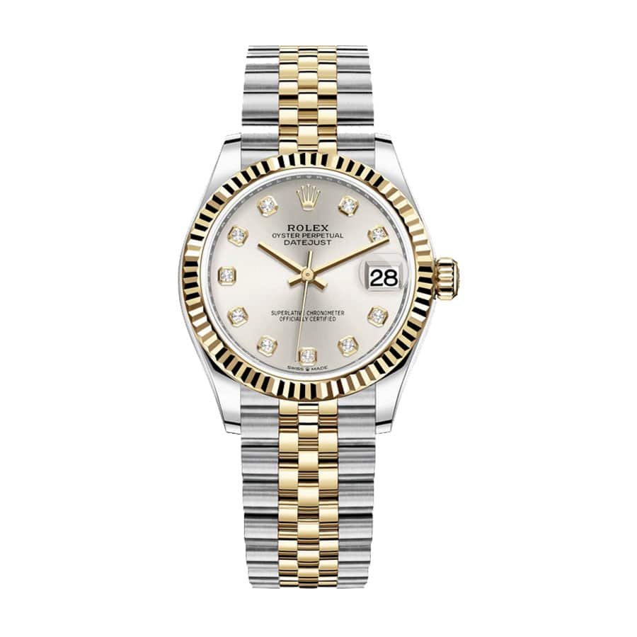 Rolex Datejust 31 278273 Super Clone : Two-Tone Steel and Yellow Gold Silver Diamond Dial