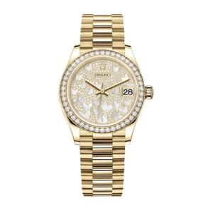 Rolex Datejust 31 278288RBR Super Clone : Yellow Gold Diamond Bezel Butterfly Dial