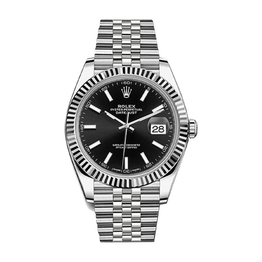Rolex Datejust 126234 Super Clone: Steel Fluted Bezel Black Dial 36mm