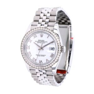 Rolex Datejust 36 126284RBR-0018 Super Clone : Diamond Bezel White Roman Dial