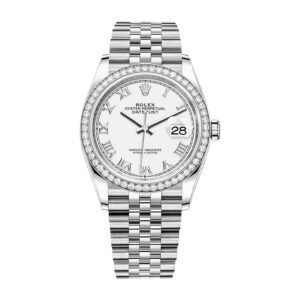Rolex Datejust 36 126284RBR-0018 Super Clone : Diamond Bezel White Roman Dial