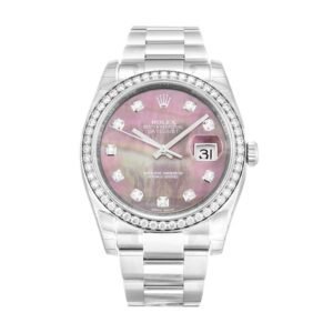 Rolex Datejust 36 116244 Super Clone: Diamond Bezel Pink Dial Oyster
