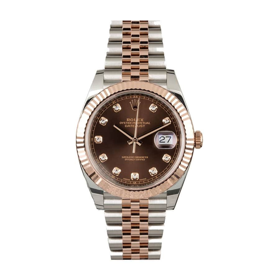 Rolex Datejust 41 126331 Super Clone : Everose Rolesor Chocolate Diamond Dial