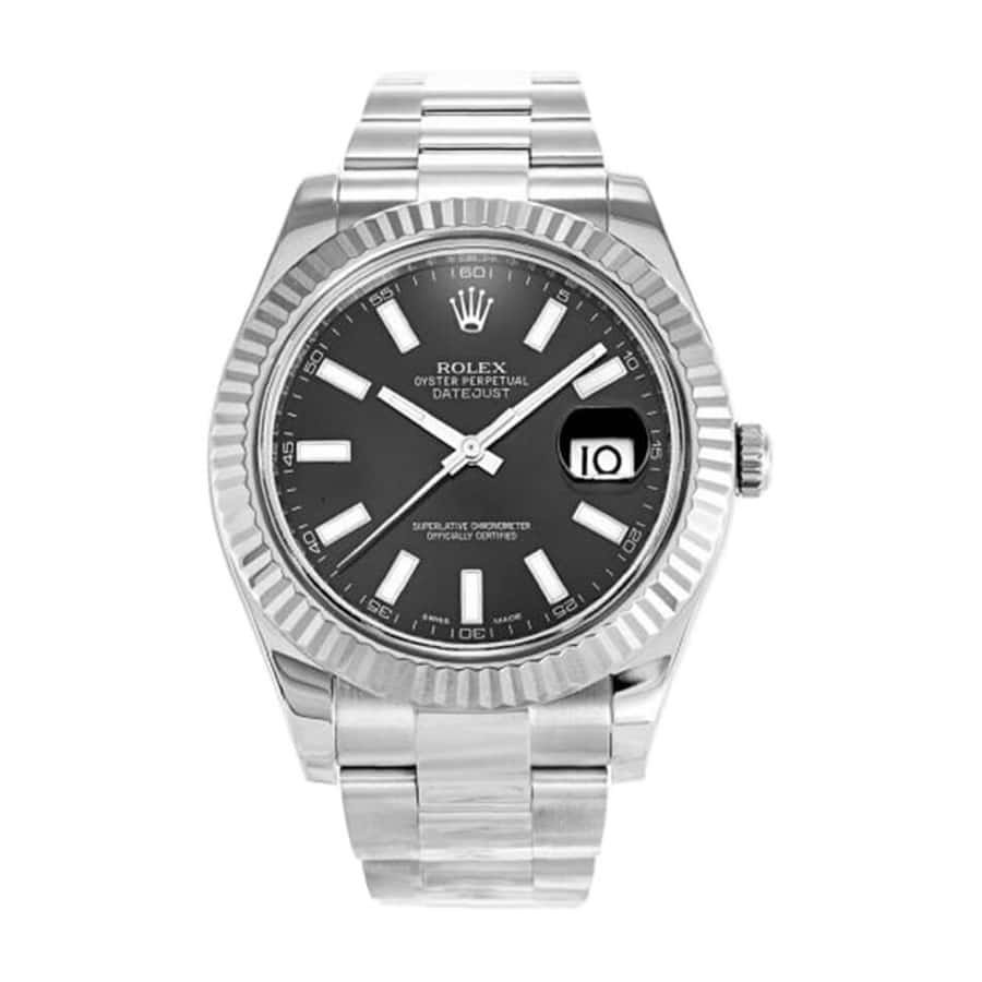 Rolex Datejust II 116334 Super Clone : Steel Fluted Bezel Black Dial 41mm