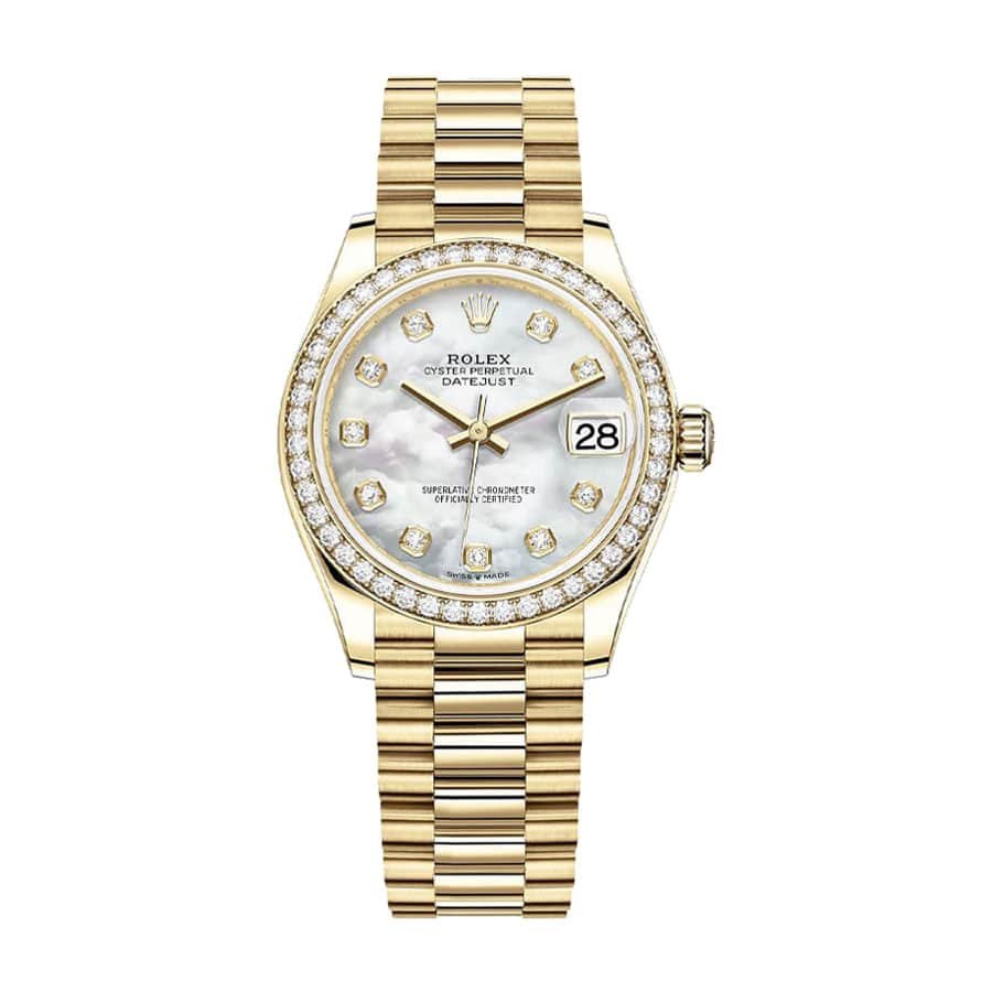 Rolex Datejust 31 178288 Super Clone : Yellow Gold Diamond Bezel Mother of Pearl Dial