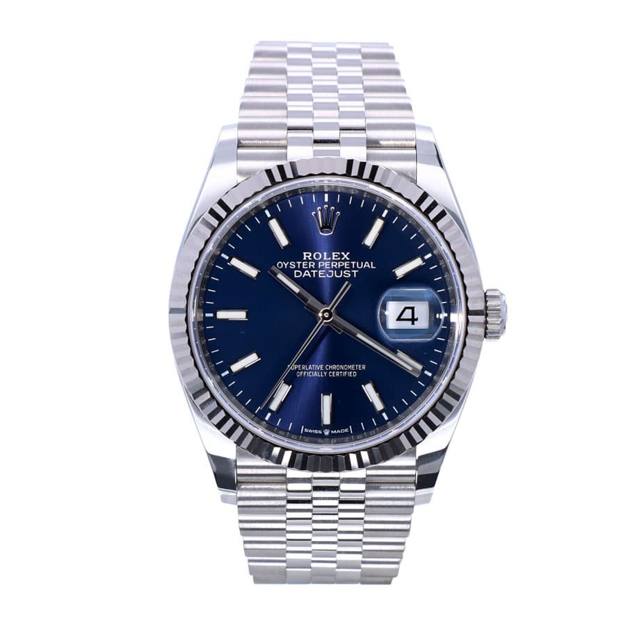 Rolex Datejust 126234 Super Clone : White Rolesor Fluted Bezel Silver Dial 36mm