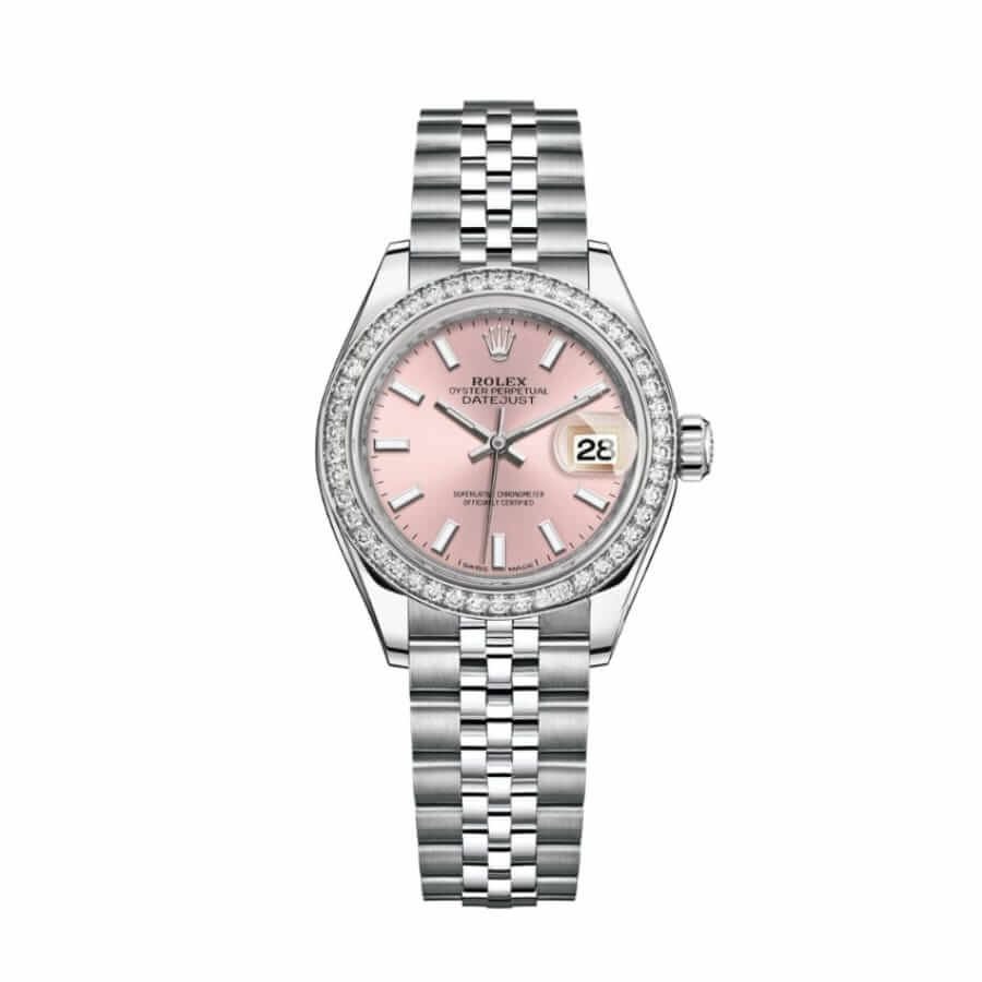 Rolex Lady-Datejust 28 279384RBR Super Clone : White Rolesor Diamond Bezel Pink Dial