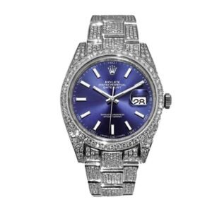 Rolex Datejust 41 126300 Super Clone : Iced Out Diamond Bezel Blue Dial