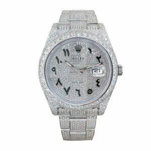 Rolex Datejust II 116300 Super Clone : Iced Out White Gold Diamond Arabic Dial 41mm