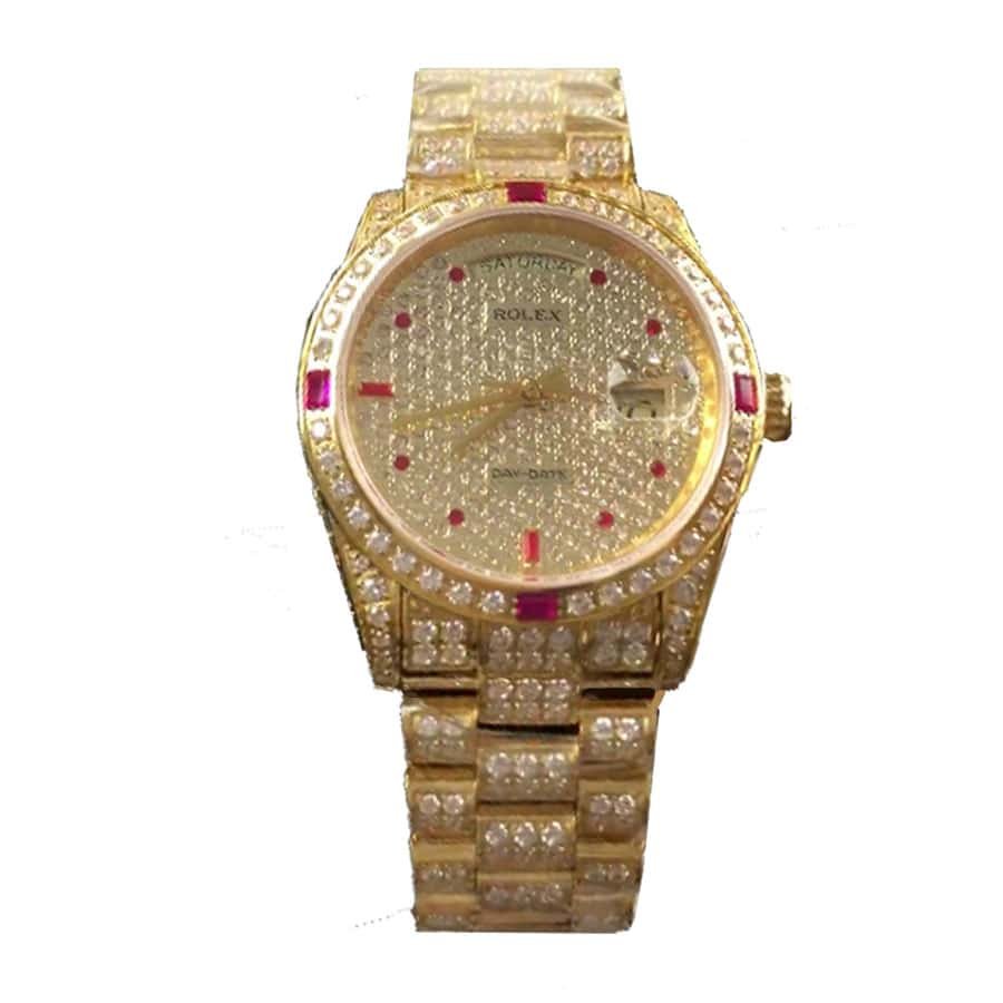 Rolex Datejust II 116625 Super Clone : Yellow Rolesor Iced-Out Diamond Dial 41mm