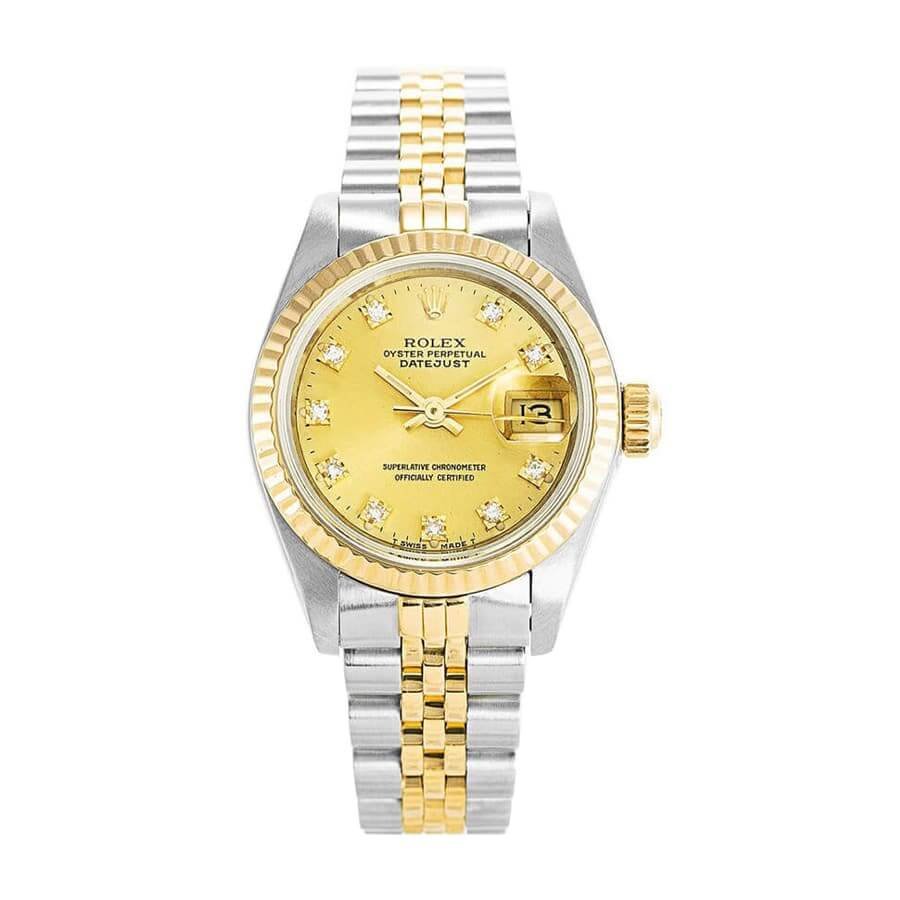 Rolex Lady-Datejust 69173 Super Clone : Two-Tone Diamond Champagne Dial 26mm