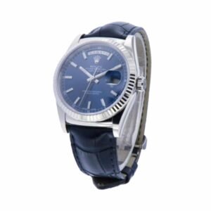 Rolex Day-Date 118139-0004 V5 Stainless Steel Blue Dial Super Clone : 36mm White Gold-Tone President with Roman Numerals and Caliber 3155