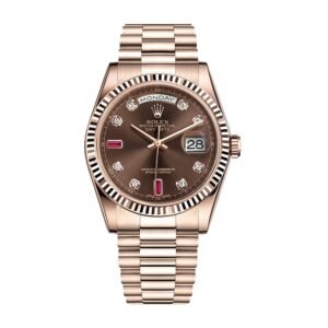 Rolex Day-Date 128235 AR Super Clone : 36mm Rose Gold Wrapped Chocolate Dial President with Caliber 3255