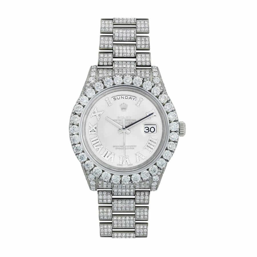 Rolex Day-Date II 218239 Super Clone : 41mm White Gold Diamond Bezel
